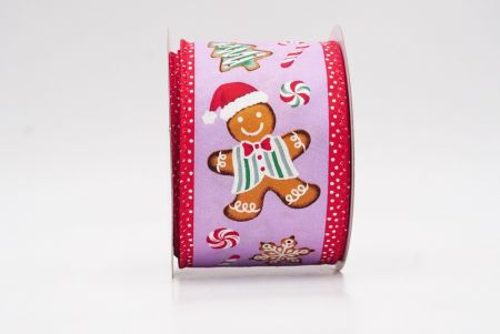 Purple - Red Gingerbread Men & Candy Holiday Wired Ribbon_KF9725GC-11-7