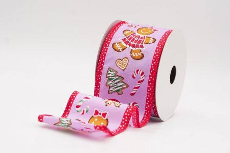 Purple - Red Gingerbread Men & Candy Holiday Wired Ribbon_KF9725GC-11-7