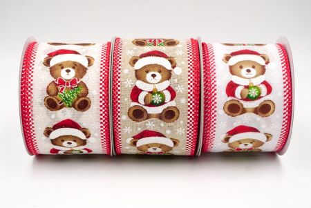 Christmas Bear Cheer Wired Ribbon - Christmas Bear Cheer Wired Ribbon