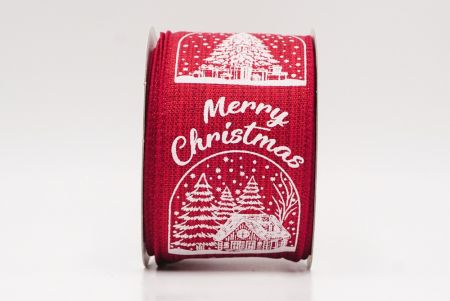 Red Merry Christmas Text & Tree Design Wired Ribbon_KF9730GC-7-169