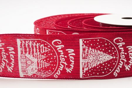 Red Merry Christmas Text & Tree Design Wired Ribbon_KF9730GC-7-169