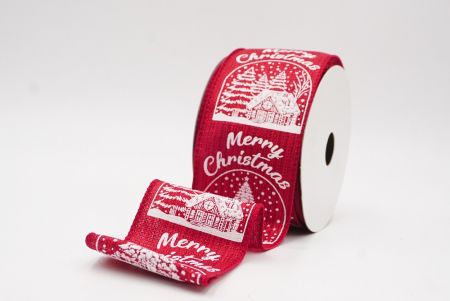 Red Merry Christmas Text & Tree Design Wired Ribbon_KF9730GC-7-169