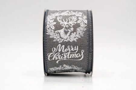 Ruban en fil câblé renne de Noël gris_Joyeux Noël_KF9732GC-50-123