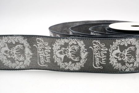 Ruban en fil câblé renne de Noël gris_Joyeux Noël_KF9732GC-50-123