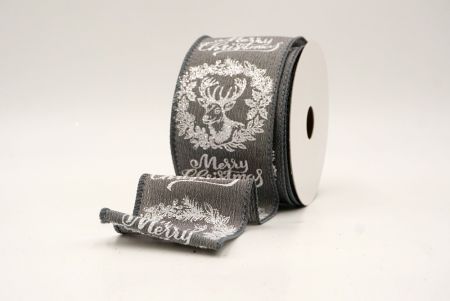 Ruban en fil câblé renne de Noël gris_Joyeux Noël_KF9732GC-50-123