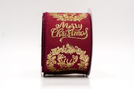 Ruban en fil câblé renne de Noël bordeaux_Joyeux Noël_KF9732GC-8-8