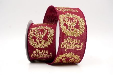 Ruban en fil câblé renne de Noël bordeaux_Joyeux Noël_KF9732GC-8-8