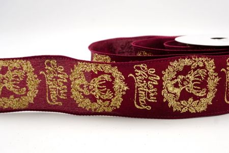 Ruban en fil câblé renne de Noël bordeaux_Joyeux Noël_KF9732GC-8-8