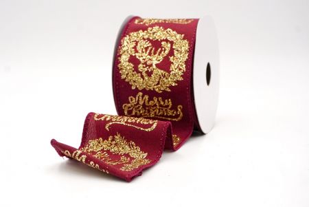 Ruban en fil câblé renne de Noël bordeaux_Joyeux Noël_KF9732GC-8-8
