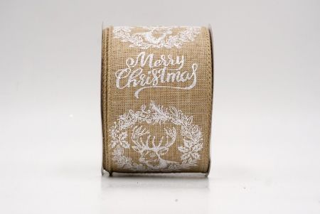 Ruban en fil câblé renne de Noël kaki_Joyeux Noël_KF9733GC-13-183