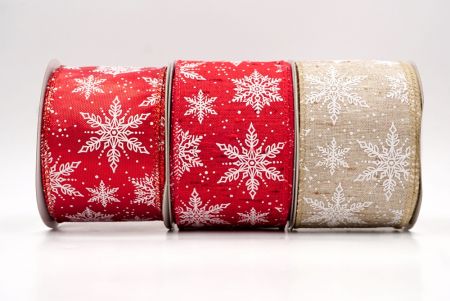 Festive Winter Snowflake Wired Ribbon_KF9735.KF9736.KF9737.KF9738.KF9739.KF9740.KF9741