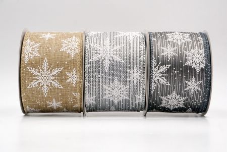 Festive Winter Snowflake Wired Ribbon_KF9735.KF9736.KF9737.KF9738.KF9739.KF9740.KF9741