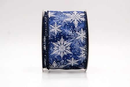 Navy Blue Sheer_Festive Winter Snowflake Wired Ribbon_KF9735GC-4-4