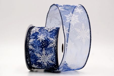 Navy Blue Sheer_Festive Winter Snowflake Wired Ribbon_KF9735GC-4-4