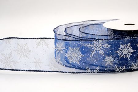 Navy Blue Sheer_Festive Winter Snowflake Wired Ribbon_KF9735GC-4-4