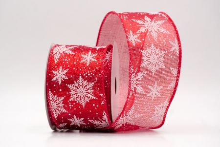Red Sheer_Festive Winter Snowflake Wired Ribbon_KF9736GC-7-7