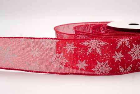 Red Sheer_Festive Winter Snowflake Wired Ribbon_KF9736GC-7-7