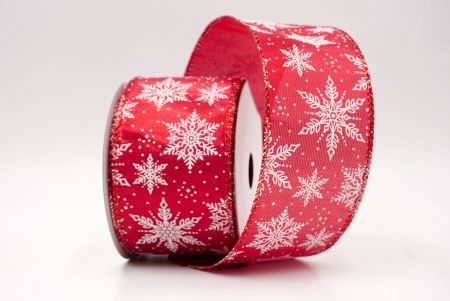 Red_Festive Winter Snowflake Wired Ribbon_KF9737GR-7