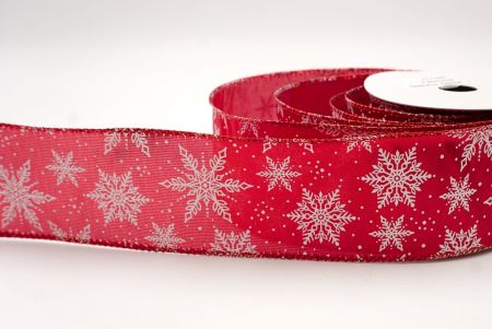 Red_Festive Winter Snowflake Wired Ribbon_KF9737GR-7