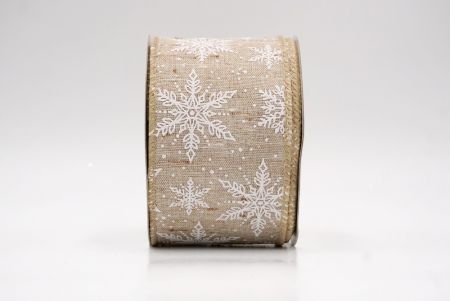 Khaki_Festive Winter Snowflake Wired Ribbon_KF9738GC-13-183