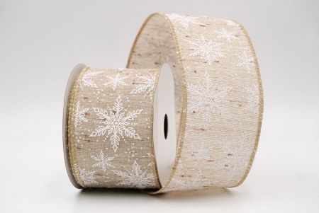 Khaki_Festive Winter Snowflake Wired Ribbon_KF9738GC-13-183