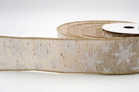 Khaki_Festive Winter Snowflake Wired Ribbon_KF9738GC-13-183