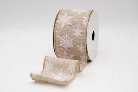 Khaki_Festive Winter Snowflake Wired Ribbon_KF9738GC-13-183
