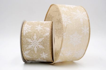 Khaki_Festive Winter Snowflake Wired Ribbon_KF9739GC-13-183