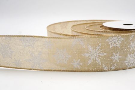 Khaki_Festive Winter Snowflake Wired Ribbon_KF9739GC-13-183