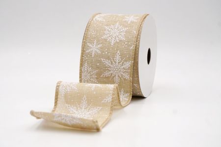 Khaki_Festive Winter Snowflake Wired Ribbon_KF9739GC-13-183