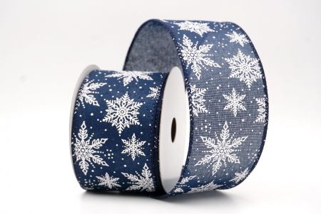 Navy Blue_Festive Winter Snowflake Wired Ribbon_KF9739GC-4-4
