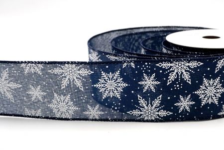 Navy Blue_Festive Winter Snowflake Wired Ribbon_KF9739GC-4-4
