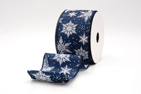 Navy Blue_Festive Winter Snowflake Wired Ribbon_KF9739GC-4-4