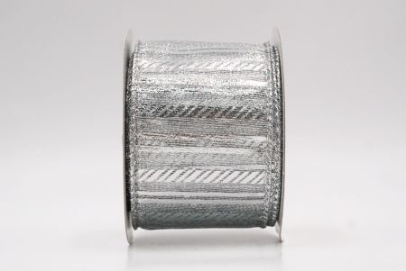Silver_Shimmer Horizontal Bar Wired Ribbon_KF9742G-1