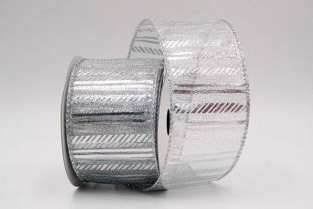 Silver_Shimmer Horizontal Bar Wired Ribbon_KF9742G-1