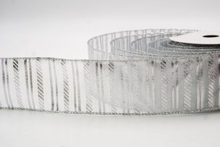 Silver_Shimmer Horizontal Bar Wired Ribbon_KF9742G-1
