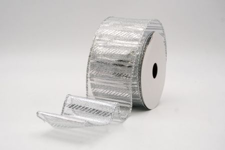 Silver_Shimmer Horizontal Bar Wired Ribbon_KF9742G-1