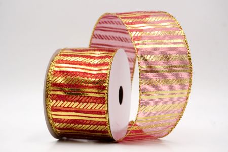 Red_Shimmer Horizontal Bar Wired Ribbon_KF9742G-7G