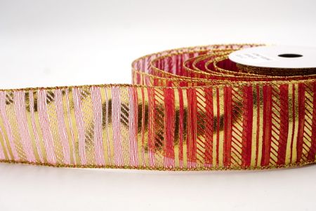 Red_Shimmer Horizontal Bar Wired Ribbon_KF9742G-7G