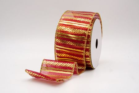 Red_Shimmer Horizontal Bar Wired Ribbon_KF9742G-7G