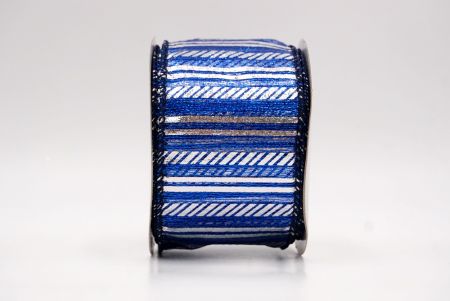 Navy Blue_Shimmer Horizontal Bar Wired Ribbon_KF9742GC-4-4