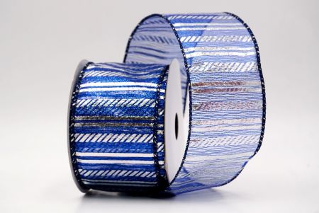 Navy Blue_Shimmer Horizontal Bar Wired Ribbon_KF9742GC-4-4
