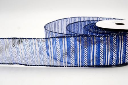 Navy Blue_Shimmer Horizontal Bar Wired Ribbon_KF9742GC-4-4