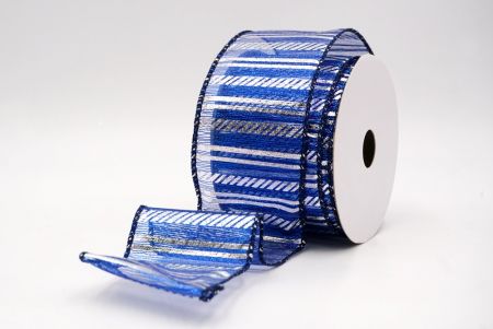 Navy Blue_Shimmer Horizontal Bar Wired Ribbon_KF9742GC-4-4