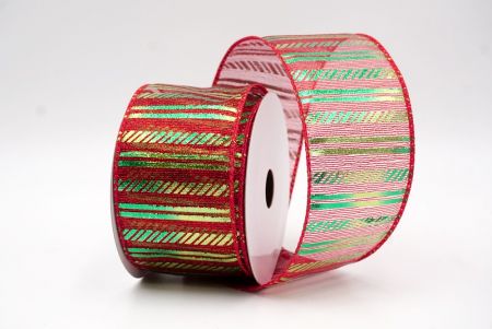 Red/Green_Shimmer Horizontal Bar Wired Ribbon_KF9742GC-7-7