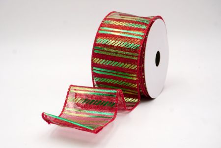 Red/Green_Shimmer Horizontal Bar Wired Ribbon_KF9742GC-7-7