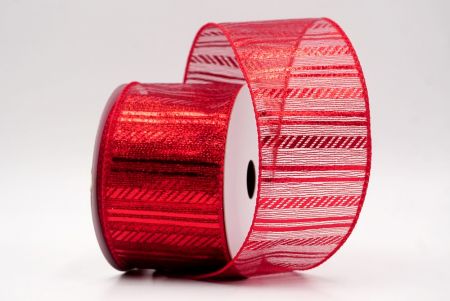 Red_Shimmer Horizontal Bar Wired Ribbon_KF9742GC-7R-7