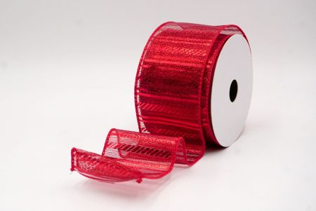Red_Shimmer Horizontal Bar Wired Ribbon_KF9742GC-7R-7