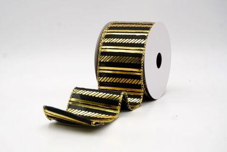 Black_Shimmer Horizontal Bar Wired Ribbon_KF9743G-53G