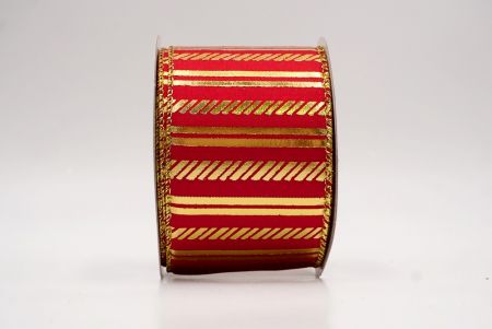 Red_Shimmer Horizontal Bar Wired Ribbon_KF9743G-7